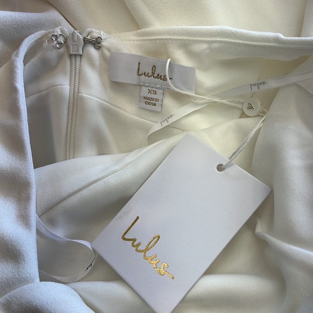 Lulus wedding sleeveless mermaid style square neck white dress size XS NWT - Picture 10 of 12